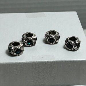 Brighton Razzle Dazzle Crystal Beads Spacer Lot of 4; Green Black Silver Plated